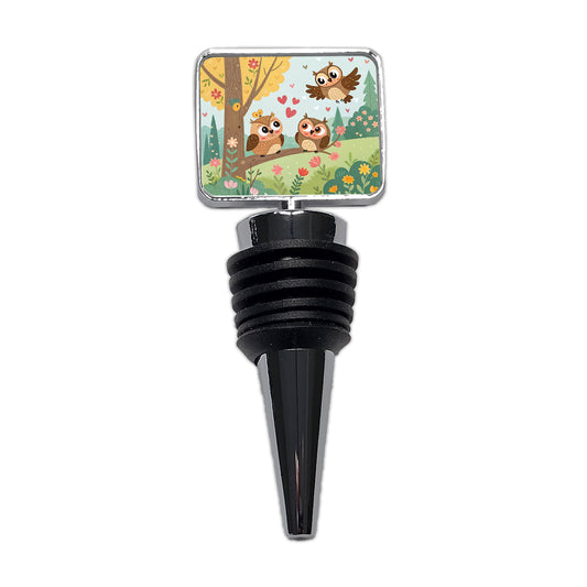 Kawaii Great Horned Owls Wine Bottle Stopper
