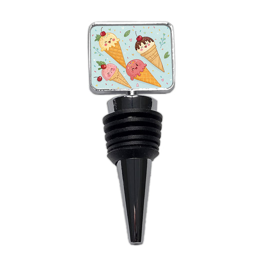 Kawaii Ice Cream Cones Wine Bottle Stopper