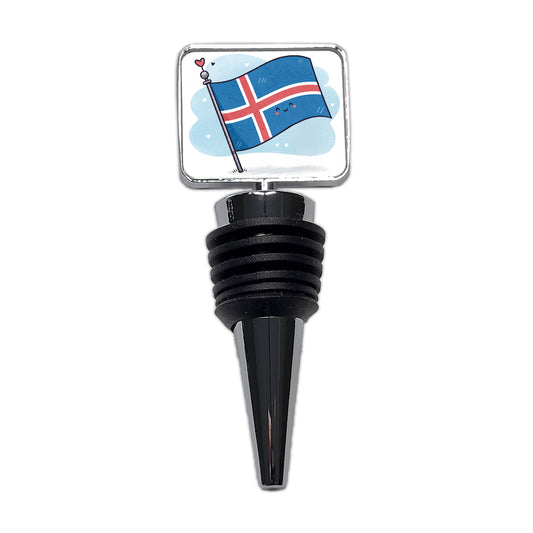 Kawaii Iceland Flag Wine Bottle Stopper