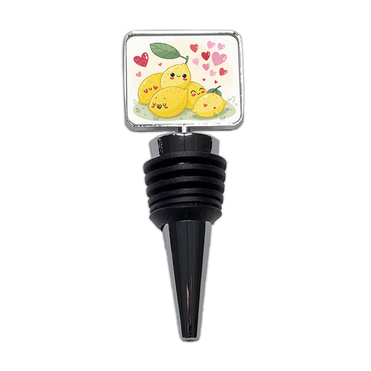 Kawaii Lemons And Hearts Wine Bottle Stopper