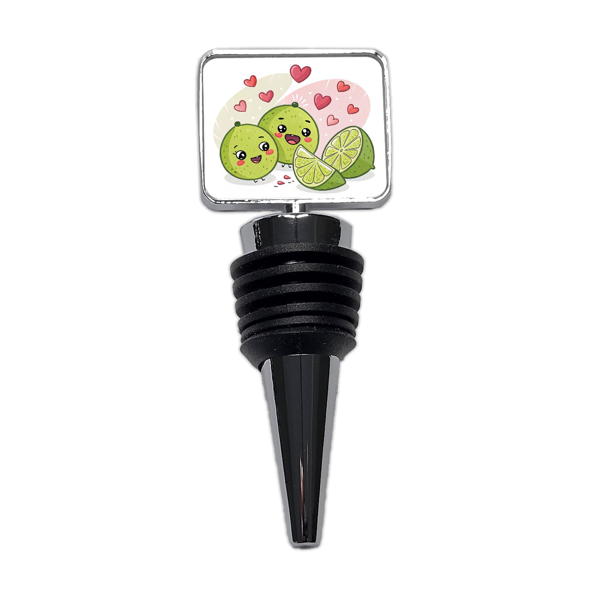 Kawaii Limes And Hearts Wine Bottle Stopper