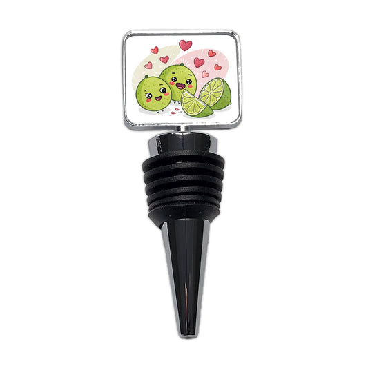 Kawaii Limes And Hearts Wine Bottle Stopper