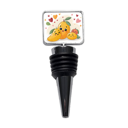 Kawaii Mangos And Hearts Wine Bottle Stopper