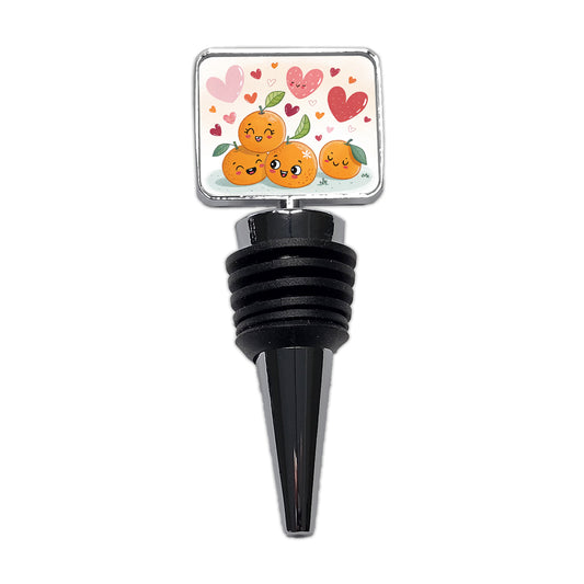Kawaii Oranges And Hearts Wine Bottle Stopper