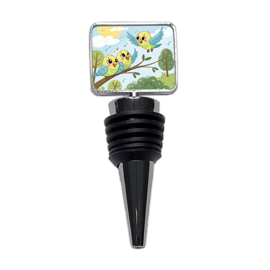 Kawaii Parakeets Wine Bottle Stopper