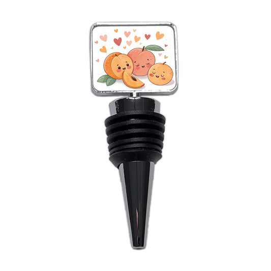 Kawaii Peaches And Hearts Wine Bottle Stopper