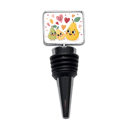 Kawaii Pears And Hearts Wine Bottle Stopper