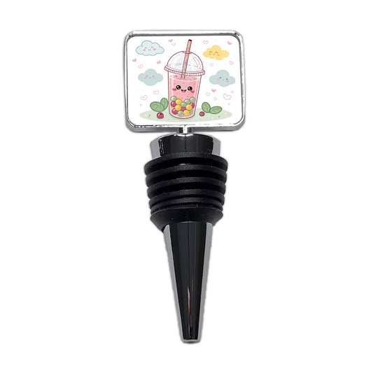 Kawaii Pink Boba Bubble Tea Wine Bottle Stopper