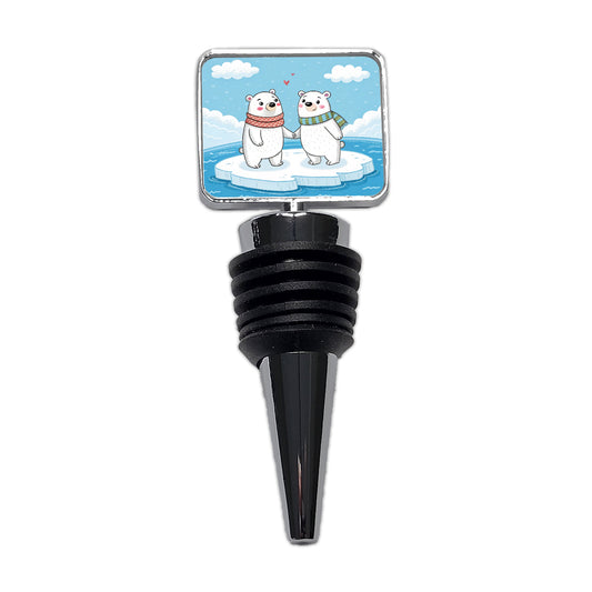 Kawaii Polar Bears In Love Valentine's Day Wine Bottle Stopper