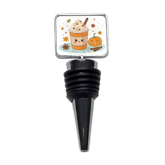 Kawaii Pumpkin Spice Latte Coffee Wine Bottle Stopper