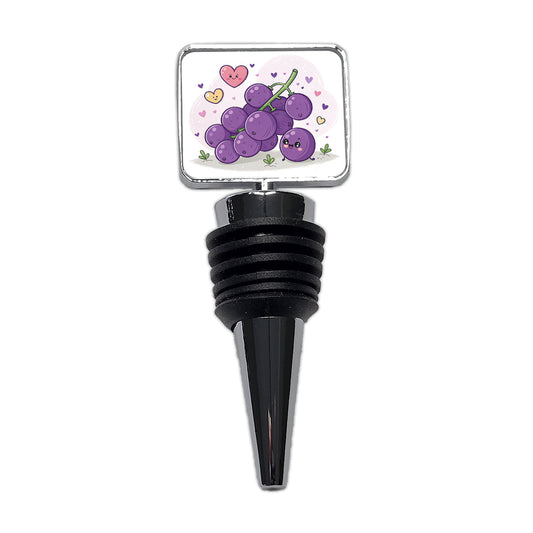 Kawaii Purple Grapes And Hearts Wine Bottle Stopper