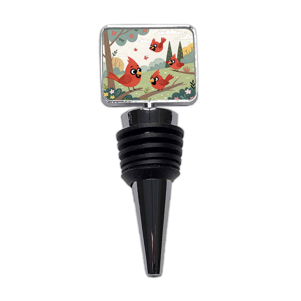 Kawaii Red Cardinals Birds Wine Bottle Stopper
