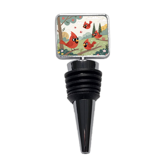 Kawaii Red Cardinals Birds Wine Bottle Stopper