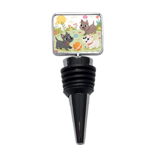 Kawaii Scottish Terriers Dogs Wine Bottle Stopper