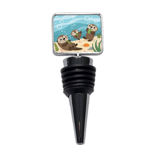 Kawaii Sea Otters Wine Bottle Stopper