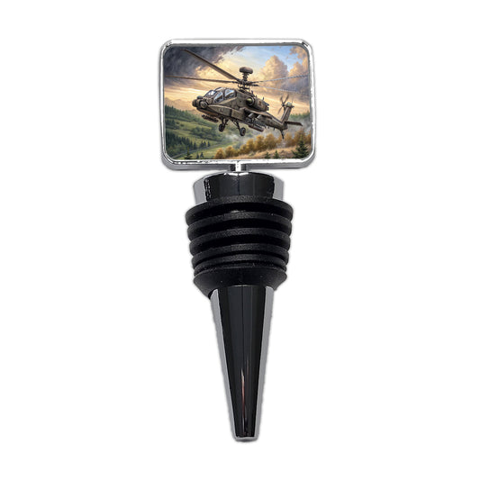 AH-64 Apache US Army Attack Helicopter Flying Wine Bottle Stopper