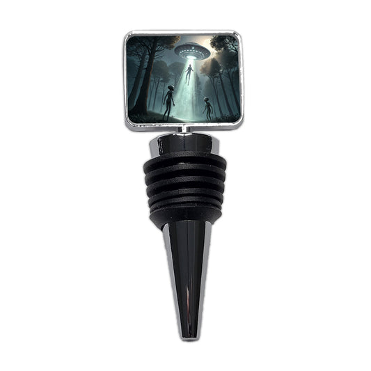 Alien Abduction in the Woods Sci-fi Wine Bottle Stopper
