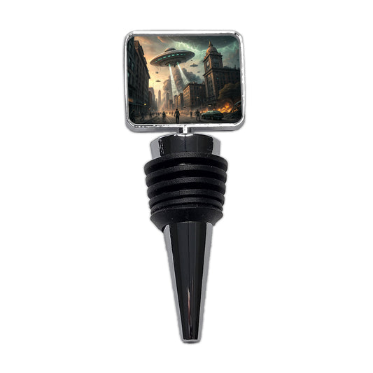 Alien Martian Invasion Destruction Of Earth Sci-fi Wine Bottle Stopper