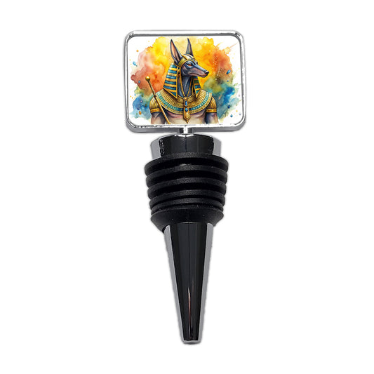 Ancient Egyptian God Anubis Watercolor Wine Bottle Stopper