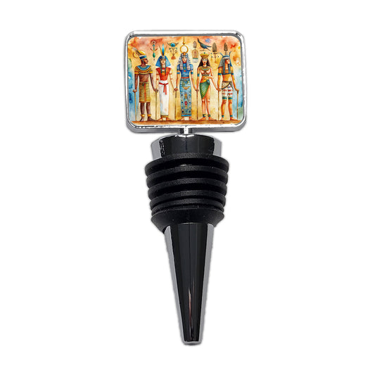 Ancient Egyptian Hieroglyphics Pharaohs Gods Watercolor Wine Bottle Stopper