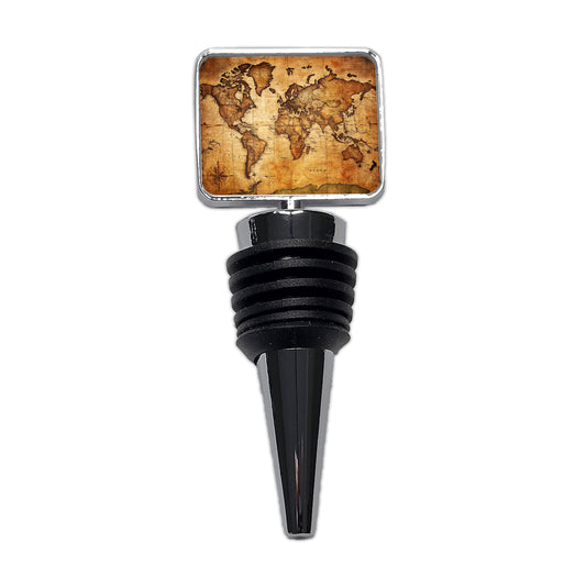 Ancient Worn Map Of The World Continents Wine Bottle Stopper