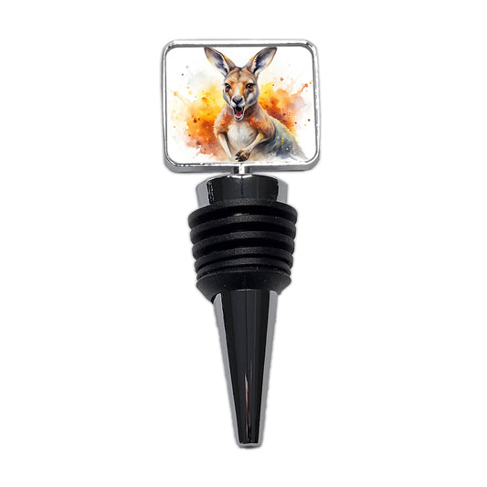 Angry Kangaroo Watercolor Wine Bottle Stopper