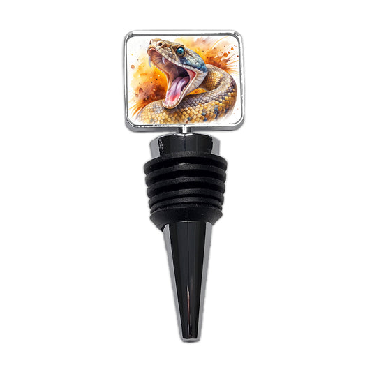 Angry Rattlesnake Snake Reptile Watercolor Wine Bottle Stopper