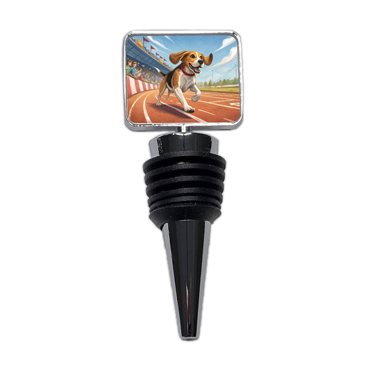 Beagle Dog Racing Wine Bottle Stopper