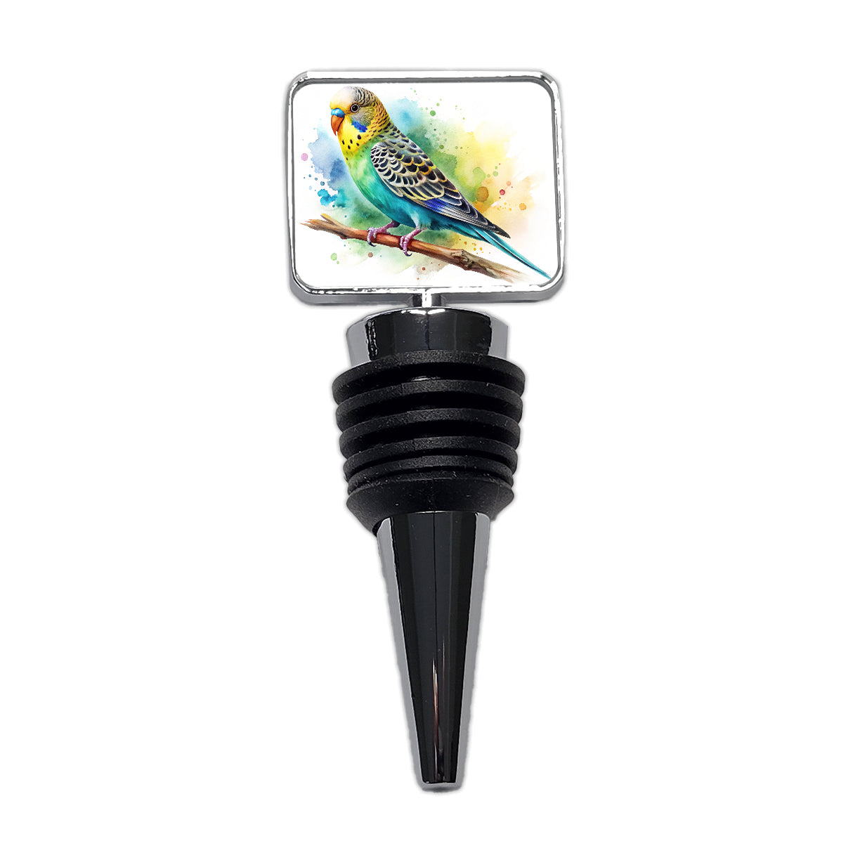 Budgerigar Budgie Parakeet Bird Watercolor Wine Bottle Stopper