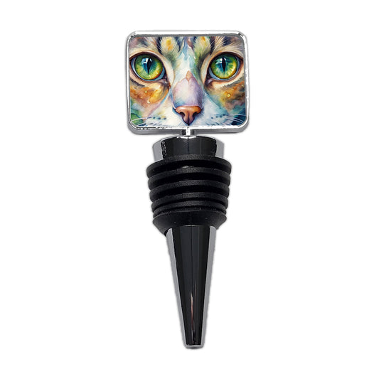Cat Eyes Close-Up Watercolor Wine Bottle Stopper