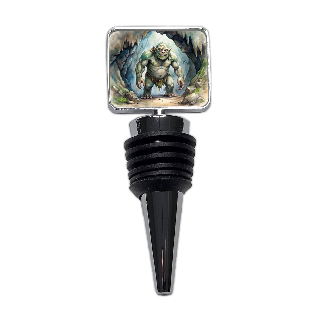 Cave Troll Fantasy Monster Watercolor Wine Bottle Stopper