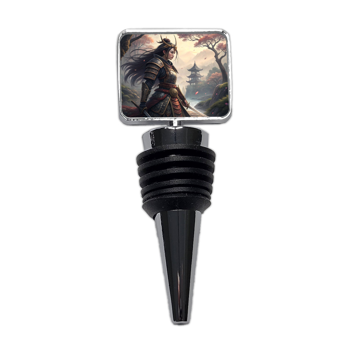 Classic Japanese Anime Style Fantasy Warrior Woman Wine Bottle Stopper