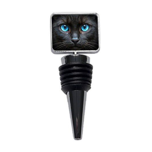 Close-Up Of Blue Cat Eyes Wine Bottle Stopper