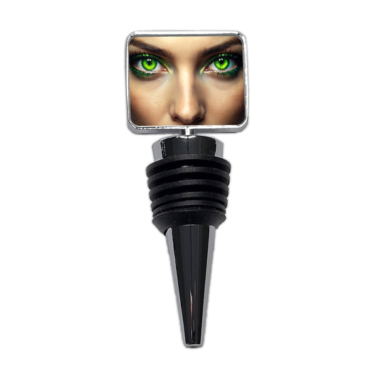 Close-Up Of Green Eyes Wine Bottle Stopper