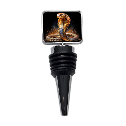 Cobra Snake Black Watercolor Wine Bottle Stopper
