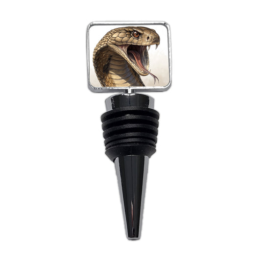 Cobra Snake Head Close-up Scary Reptile Wine Bottle Stopper