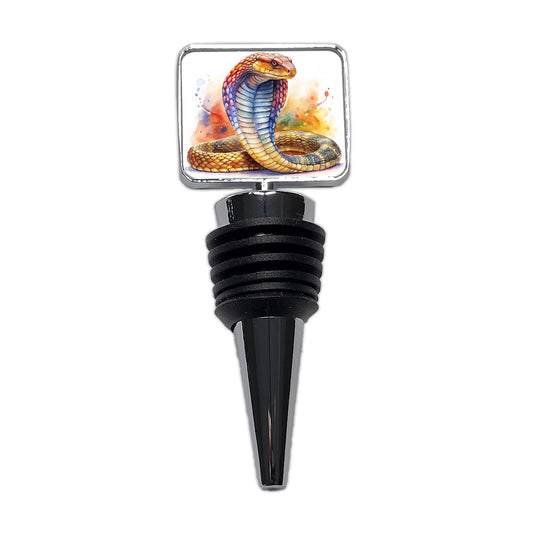 Cobra Snake Watercolor Wine Bottle Stopper