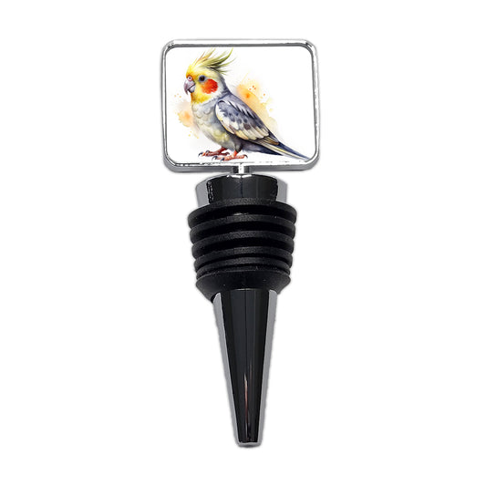 Cockatiel Parrot Bird Watercolor Wine Bottle Stopper