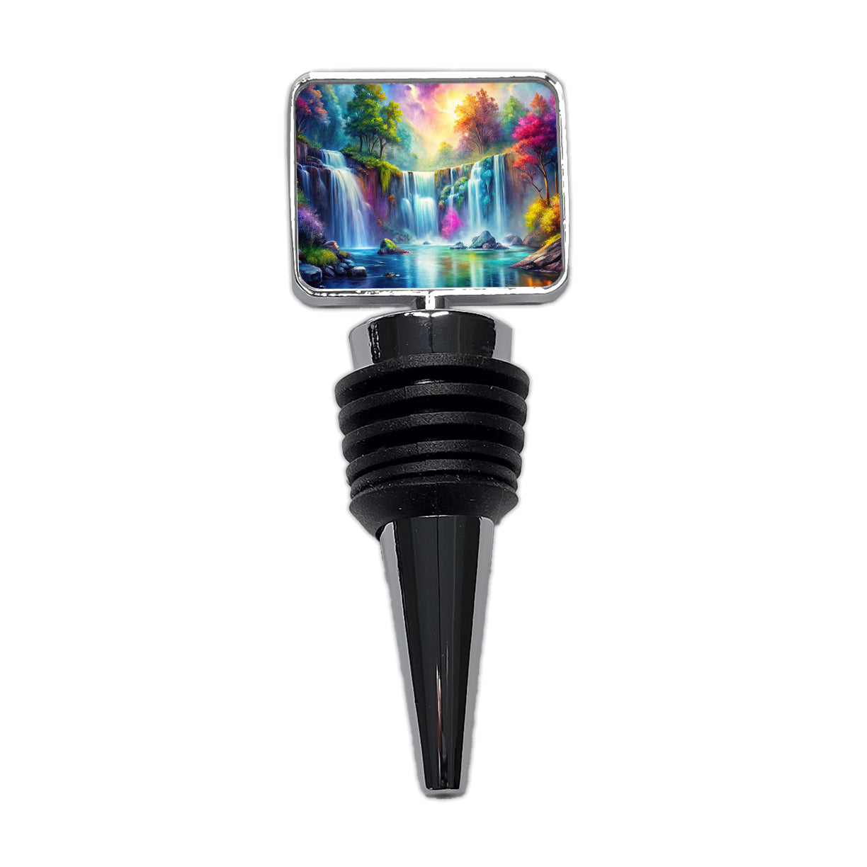 Colorful Fantasy Forest Waterfalls Wine Bottle Stopper