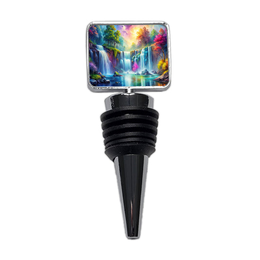 Colorful Fantasy Forest Waterfalls Wine Bottle Stopper