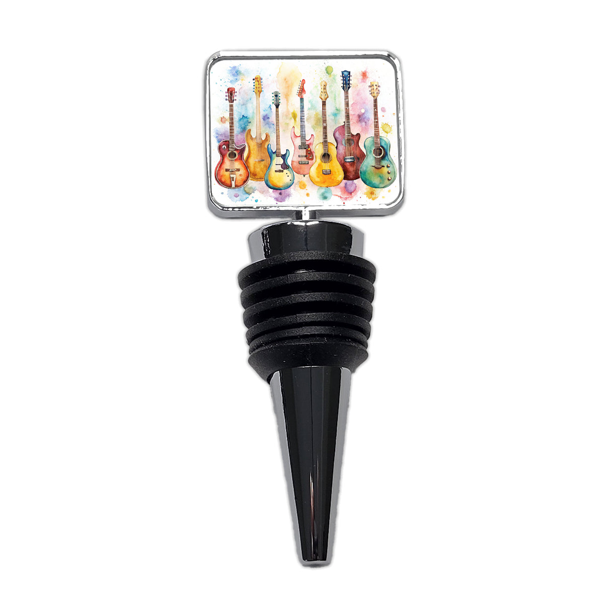 Colorful Guitar Collection Watercolor Wine Bottle Stopper