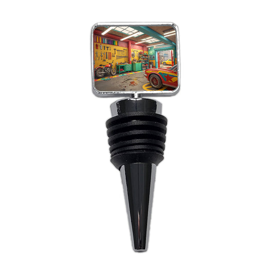 Colorful Mechanic's Garage Wine Bottle Stopper