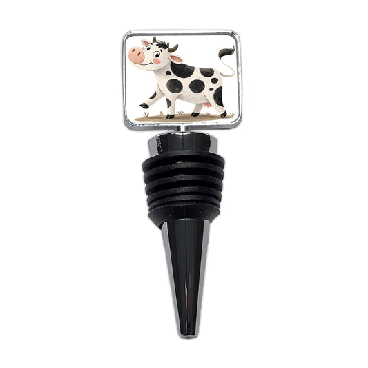 Cow Children's Illustration Style Wine Bottle Stopper