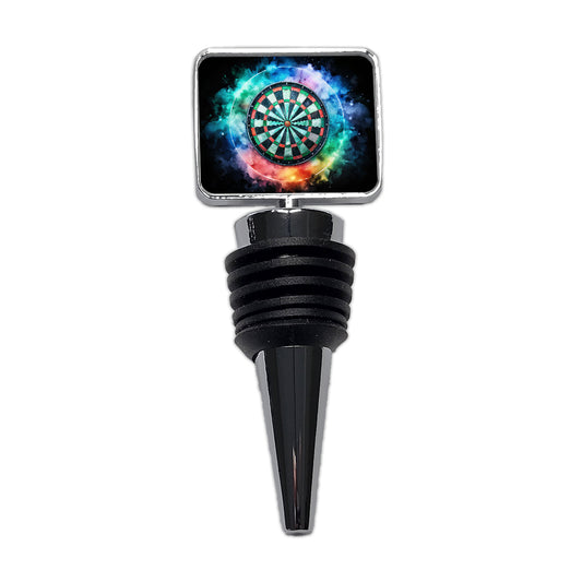 Dart Board Black Watercolor Wine Bottle Stopper