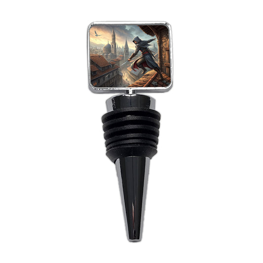Fantasy Assassin Rogue Thief Rooftop Running Wine Bottle Stopper