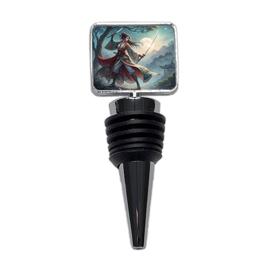 Fantasy Female Warrior Classic Japanese Anime Style Wine Bottle Stopper