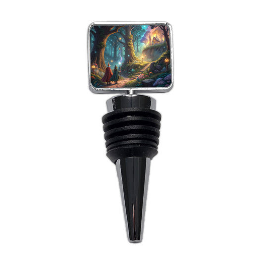 Fantasy Forest with Wizards Wine Bottle Stopper