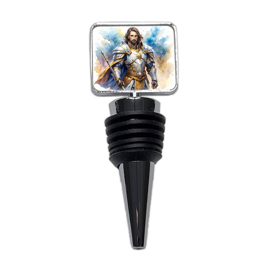 Fantasy Male Paladin Warrior Watercolor Wine Bottle Stopper