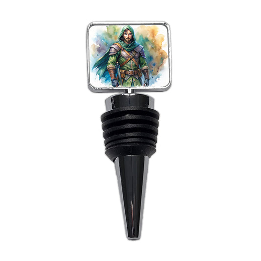 Fantasy Male Rogue Thief Watercolor Wine Bottle Stopper