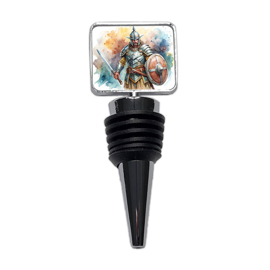 Fantasy Male Warrior Fighter With Full Armor Tank Wine Bottle Stopper